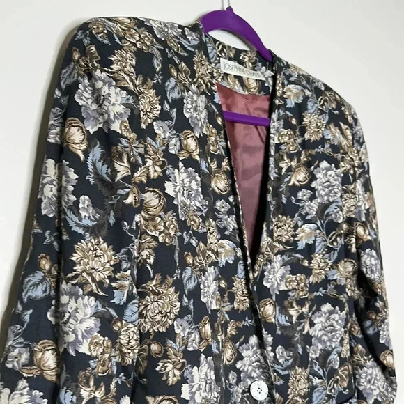 Vintage 1990 Floral One Button Blazer - Picture 5 of 10